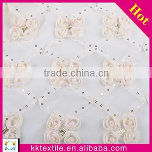 China Sequins Grenadine Chiffon Strip Twine Embroidery Lace for Wedding Dress thumbnail-1
