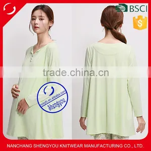 Custom Made 100% Pima Cotton High Quality Long Sleeve Nursing Wears thumbnail-1