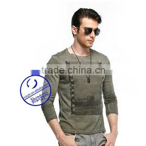 2015 China Supplier Custom Long Sleeve Mens Print T-shirt Wholesale Clothing thumbnail-2