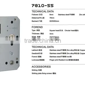 Europe Standare High Quality Stainless Steel Door Mortise Lock Body 7855mm thumbnail-2