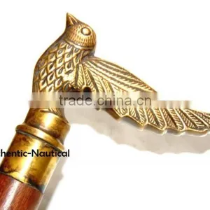 NAUTICAL DECOR ANTIQUE BRASS FINISHING BIRD HANDLE WALKING CANES-DECORATIVE WALKING CANES Wk1176 thumbnail-4