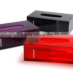 Rectangle Colored Plastic Translucent Tissue Box Cover With Diamond Inlaid thumbnail-1