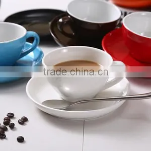 Color Glaze Porcelain Coffee Cup With Saucer thumbnail-1
