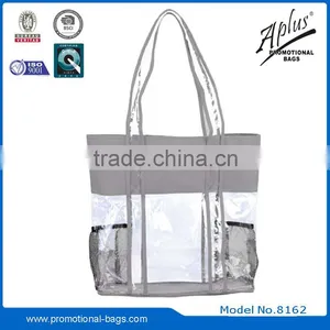 Clear PVC Custom Tote Bag With Two Side Mesh Pockets thumbnail-3