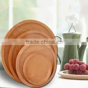 Round Wooden Eco-friendly Fruit Tray, Kids Dinner Plate ,Western Food Storage Tray thumbnail-3
