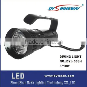 D03H Super Bright Led Diving Light,XML 3*LEDS 30W,3500LM,12v,3*18650 LIION BATTERY RECHARGEABLE,100METERS WATERPROOF thumbnail-1