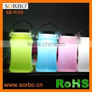 Water Bottle Manufacturing Siliccone Foldable Water Bottle With Solar Lantern thumbnail-6