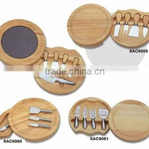 Wooden Cheese Board With Slicer Knife and Holder and Various Customized Designs for Cheese Cutting Chopping and Table and Dining thumbnail-1