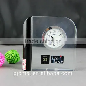 Crystal Glass Table Clock for Decration or Gifts Souvenirs thumbnail-1