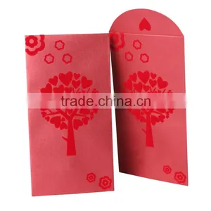 Custom Made Unique Flocking Chinese Red Envelop Gold Stamping Paper Money Packet thumbnail-2