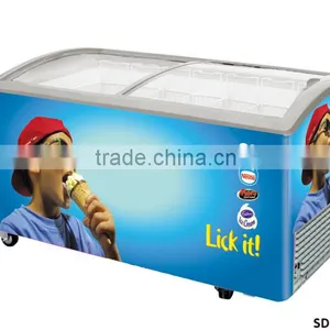 Best Seller Curved Double Door Ice Cream Chest Display Showcase Freezer thumbnail-5