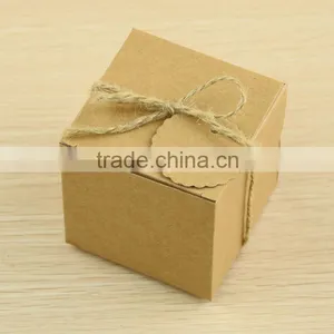 Square Kraft Paper Candy Boxes Wholesale Wedding Favor Boxes With Gift Tag thumbnail-3