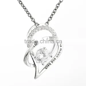 Custom Heart Pendant Silver Engraving Necklace Pendant thumbnail-1