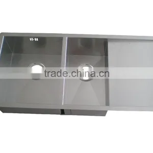 Two Bowls Stainless Steel Commerical Hand Made Kitchen Sink With Drainboard GR-606 thumbnail-1