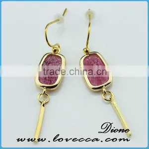 Drop Shape Stud Earrings Green Colored Glass Stone Earring for Gift thumbnail-6