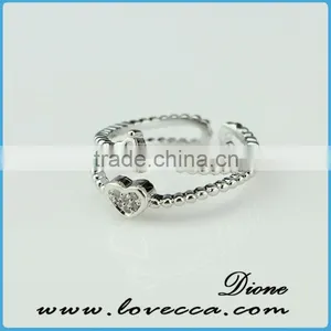 Zircon Crystal Love Heart Ring 5.5/6/7/8/9 Size thumbnail-1