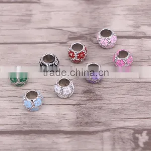 Big Hole Loose Beads Mix Color Enamel Flower Fits European Bracelets Bangles Necklace thumbnail-1