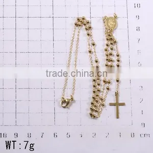 2016 New Arrival Vogue Gold Plated Small Beads Long Chain Cross Necklace thumbnail-2