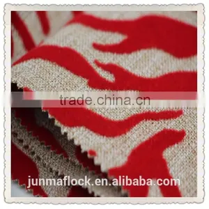 Junma Red Zebra-stripe Pattern Linen Flocked Car Seat Fabric thumbnail-2
