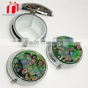 Wholesale Logo Printed 3 Case Round Metal Pill Box With Mirror thumbnail-1