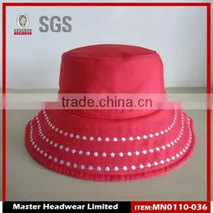 Magenta 100% Cotton Wide Brim Bucket Fishing Hats and Caps thumbnail-1