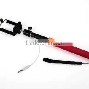High Quality 3.5mm Corded Selfie Pole With Built-in Shutter Remote Control For IOS/Android Phones thumbnail-1