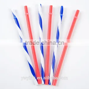 Striped Hard Plastic Straight Drinking Straw With Ring thumbnail-1