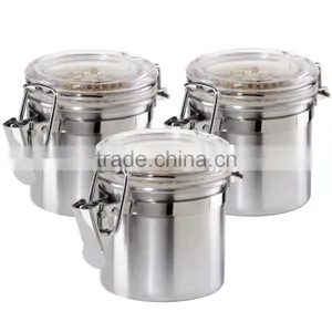 4pcs Stainless Steel Canister Set With Acrylic Lids thumbnail-3