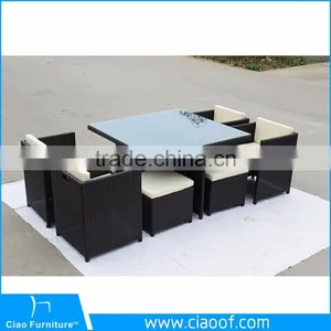 Modern Stylish Outdoor Furniture Cheap Rattan Dining Set Wicker Table and Chair thumbnail-2