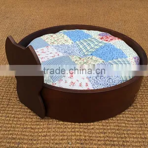 Round Wooden Pet Cat Bed thumbnail-2