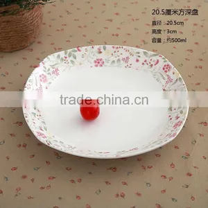 Porcelain Flat Plates/Serving Platters With Flower , Round&Elegant, White thumbnail-1