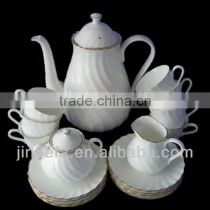 Tableware Embossed Gold White Porcelain Ceramic Tea Set thumbnail-1