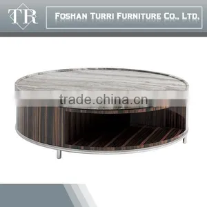 New Design Ebony Venner Natural Round Marble Top Wooden Side Table thumbnail-4