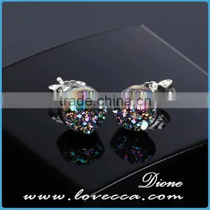 Druzy 925 Sterling Silver Earring, Gemstone Silver Jewellery Natural Turquoise Earring thumbnail-1