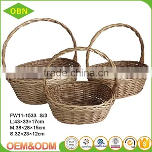Wholesale Cheap Handmade Willow Woven Wicker Fruits Basket With Handle thumbnail-5