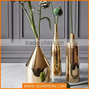 Exquisite Home Decor Fiberglass Golden Flower Vase thumbnail-1