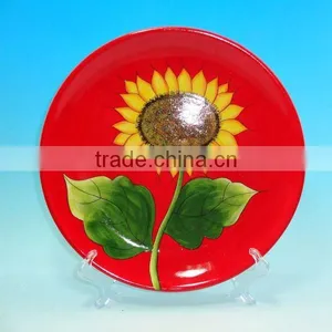 Sunflower Handpainted Round Ceramic Plate thumbnail-1