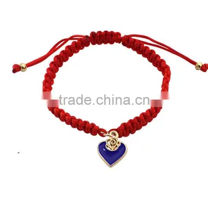 Enamel Gold Heart Charm Handwoven Bracelet Adjustable Braided Macrame Bracelet Promotional Friendship Bracelet thumbnail-4