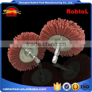 75mm Circular Abrasive Hex Shank Nylon Filament Wheel Shaft Mounted Spindle Deburring Rust Crimped Twist Knot Bowl Non Spark thumbnail-2