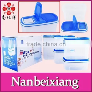 5pcs Rectangle Rice Sieve Lid Plastic PP Food Storage Container Set thumbnail-1
