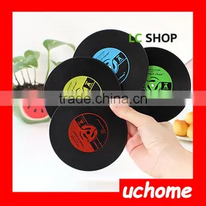 UCHOME Retro Vinyl Record Round Silicone Coasters Record Cup Mat Drinks Coasters Cup Mat Coaster thumbnail-3