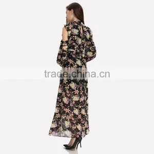 Digital Print Long Chiffon Maxi Woman Dress thumbnail-5