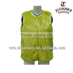 2014 Faux Plus Size Yellow Rabbit Fur Waistcoats for Ladies thumbnail-1