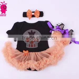 Helloween New Fashion 3pcs Skull Princess Short Sleeve Romper Sets Including Romper,headband and Shoes thumbnail-6