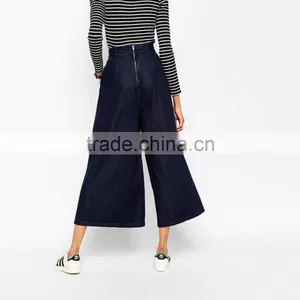 Denim Wide Leg Ninth Length New Model Jeans Pants for Female thumbnail-2