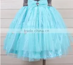 2015 Latest Stripe High Quality Soild Light Blue With Rhinestones Gauze Pettiskirt for Baby Girls thumbnail-1