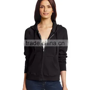 China Promotional Custom Supreme Quality Polyester / Cotton Zipper Long Sleeve Plain Sport Hoodie for Women thumbnail-3