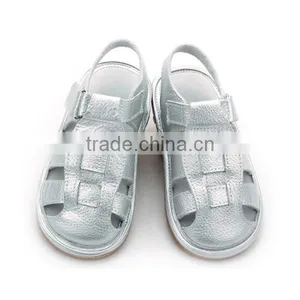 Children Shoes Silver Leather Handmade Squeaky Shoes thumbnail-2