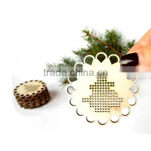 Unfinished Wooden Supply Cross Stitch Blank Christmas Decor Craft thumbnail-4