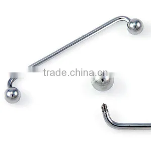 Wholesale New Hot Charm 14G 316L Surgical Stainless Steel Industrial Barbell End Curved Tongue Piercing thumbnail-1
